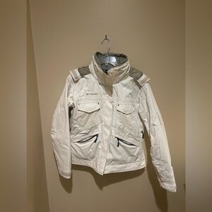 Columbia White Omni Tech Titanium Cream Women's Cold Weather Jacket Size L